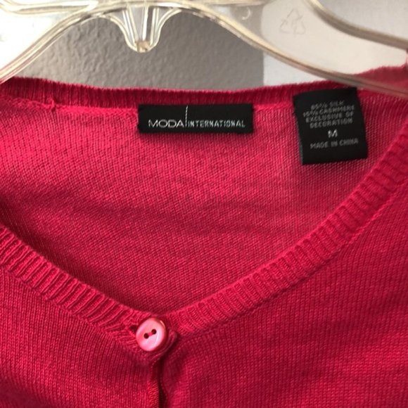 Moda International silk cashmere cardigan sweater - Picture 2 of 6